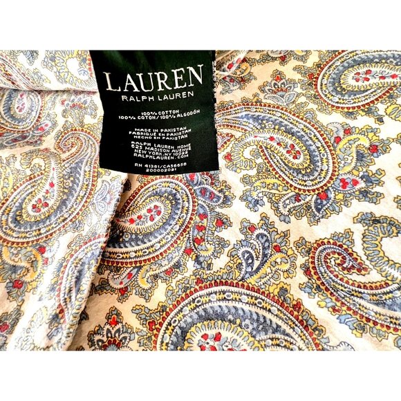 RALPH LAUREN Pillowcase Norwich Road Pyne Paisley Standard 100% Cotton Blue NICE - Picture 1 of 6